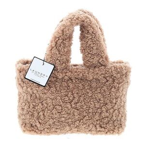Laundry by Shelli Segal Fuzzy tan brown Sherpa Tote Purse Cross Body